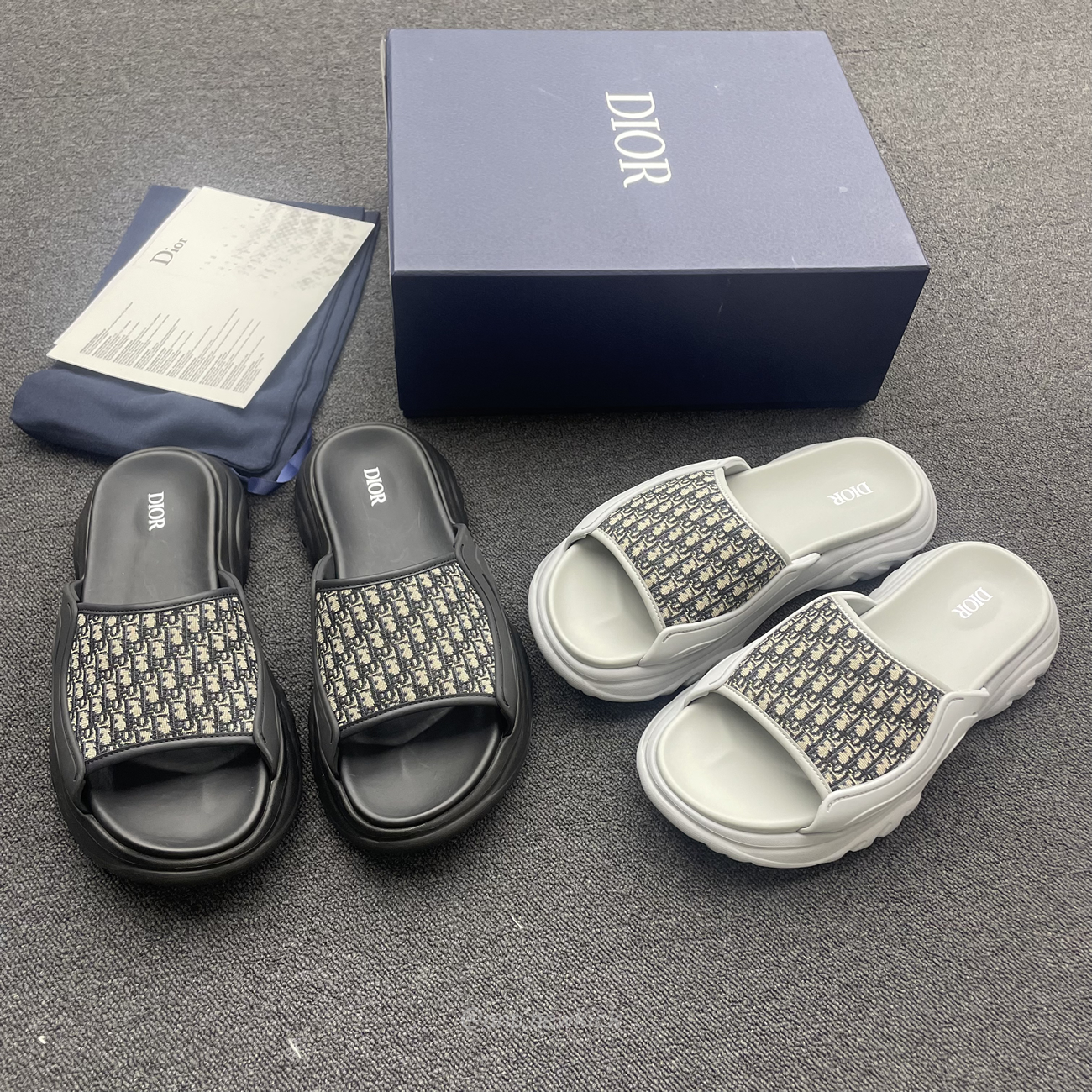 Dior H Town Sandals Grey Rubber And Beige And Black Dior Oblique Twilight 3sa132zyf H800 (9) - newkick.org