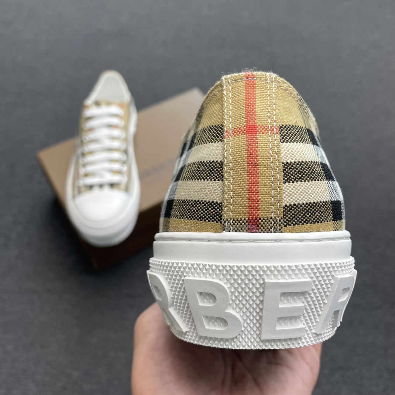 Burberry Vintage Check Cotton Sneakers Archive Beige White W 80505061 (5) - newkick.org