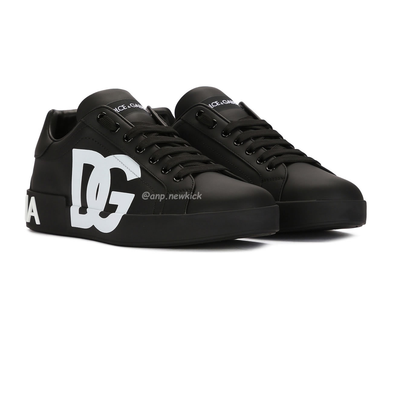 Dolce Gabbana Dg Logo Print Portofino Napa Calf Leather Sneakers (16) - newkick.org