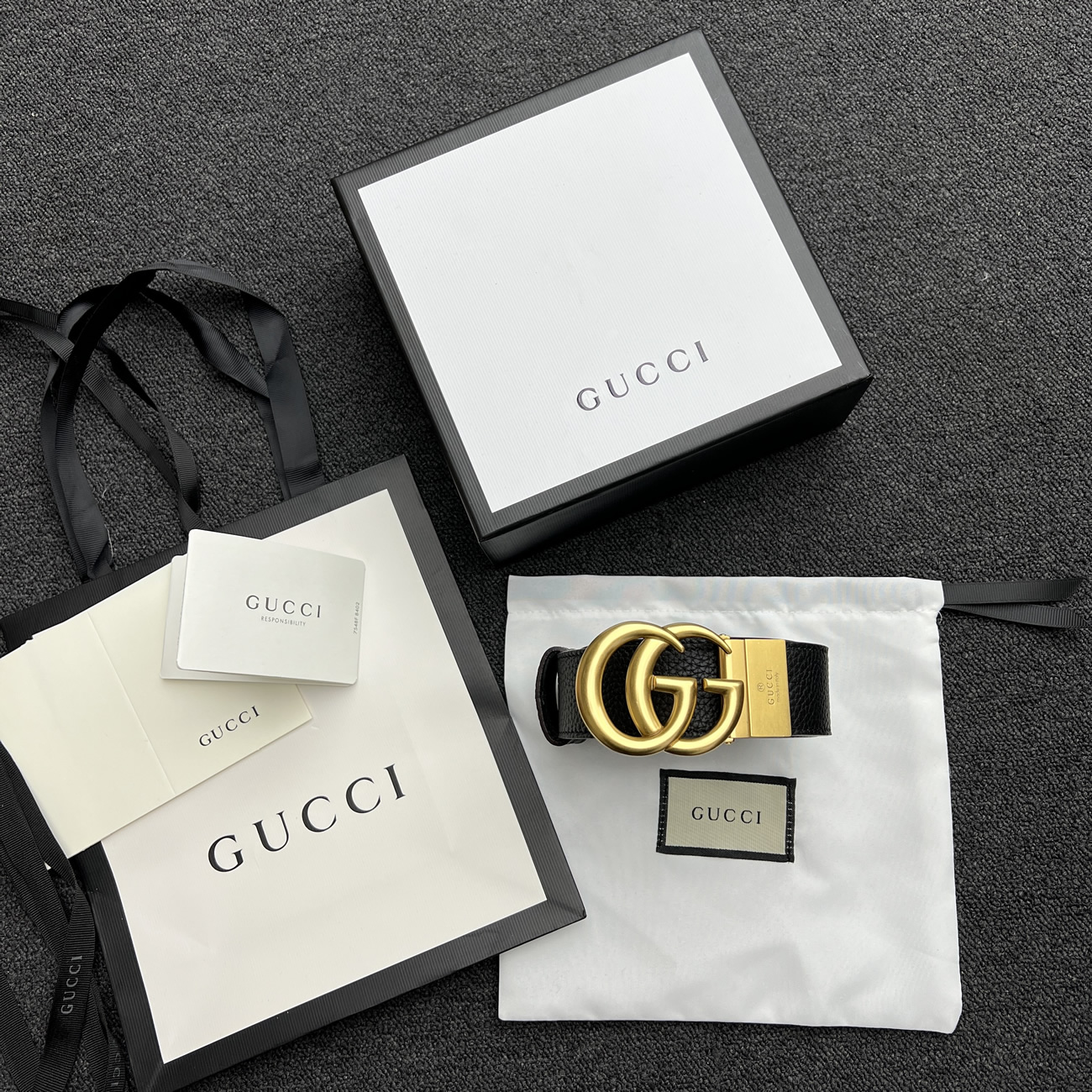 Gucci Double G Logo Full Grain Reversible Belt Leather Black Brown (5) - newkick.org