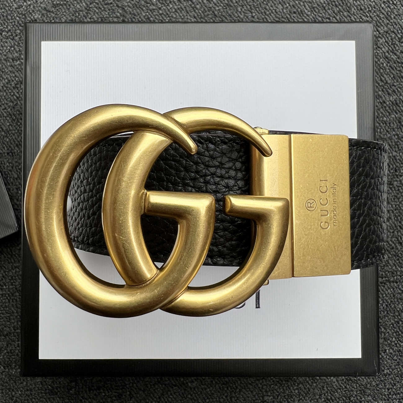 Gucci Double G Logo Full Grain Reversible Belt Leather Black Brown (7) - newkick.org