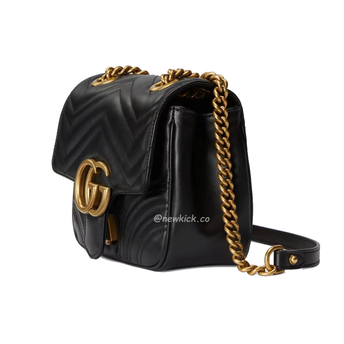 Gucci Gg Marmont Mini Shoulder Bag Matelasse Chevron Black (11) - newkick.org
