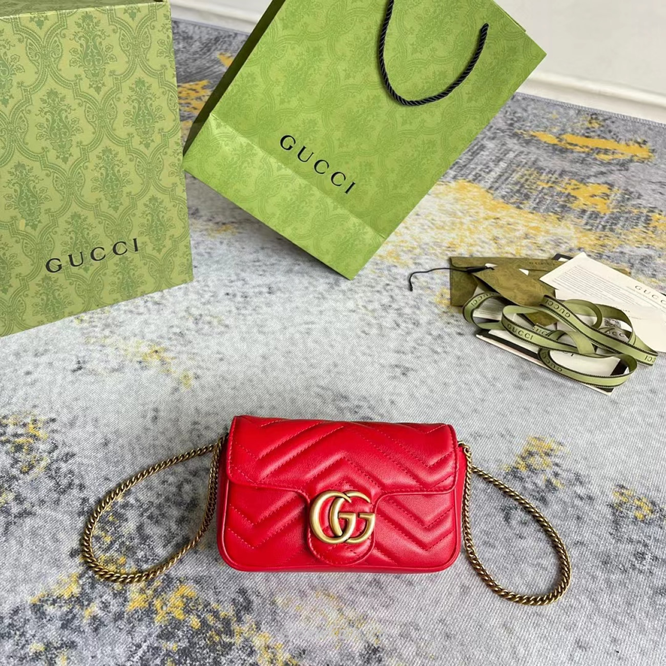 Gucci Gg Marmont Matelasse Super Mini Bag Red (10) - newkick.org