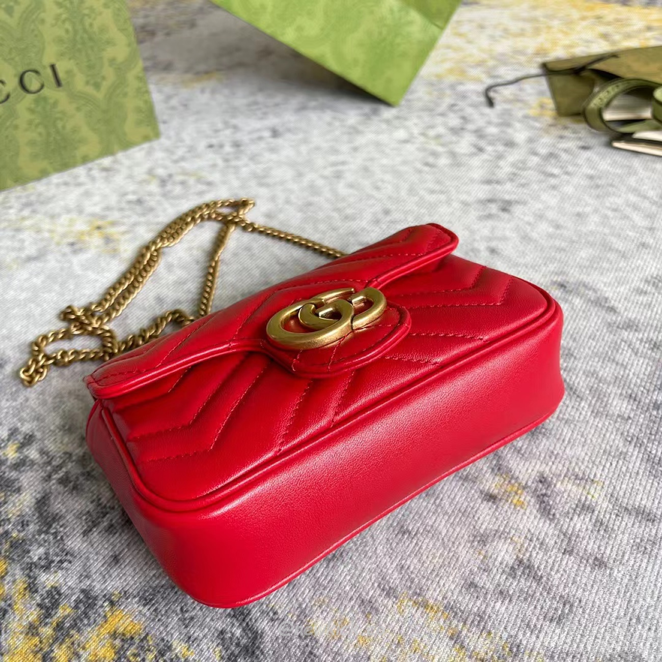 Gucci Gg Marmont Matelasse Super Mini Bag Red (12) - newkick.org