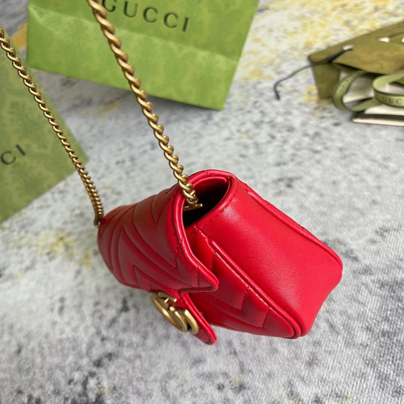Gucci Gg Marmont Matelasse Super Mini Bag Red (5) - newkick.org