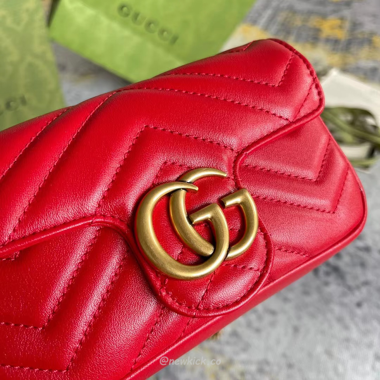 Gucci Gg Marmont Matelasse Super Mini Bag Red (7) - newkick.org