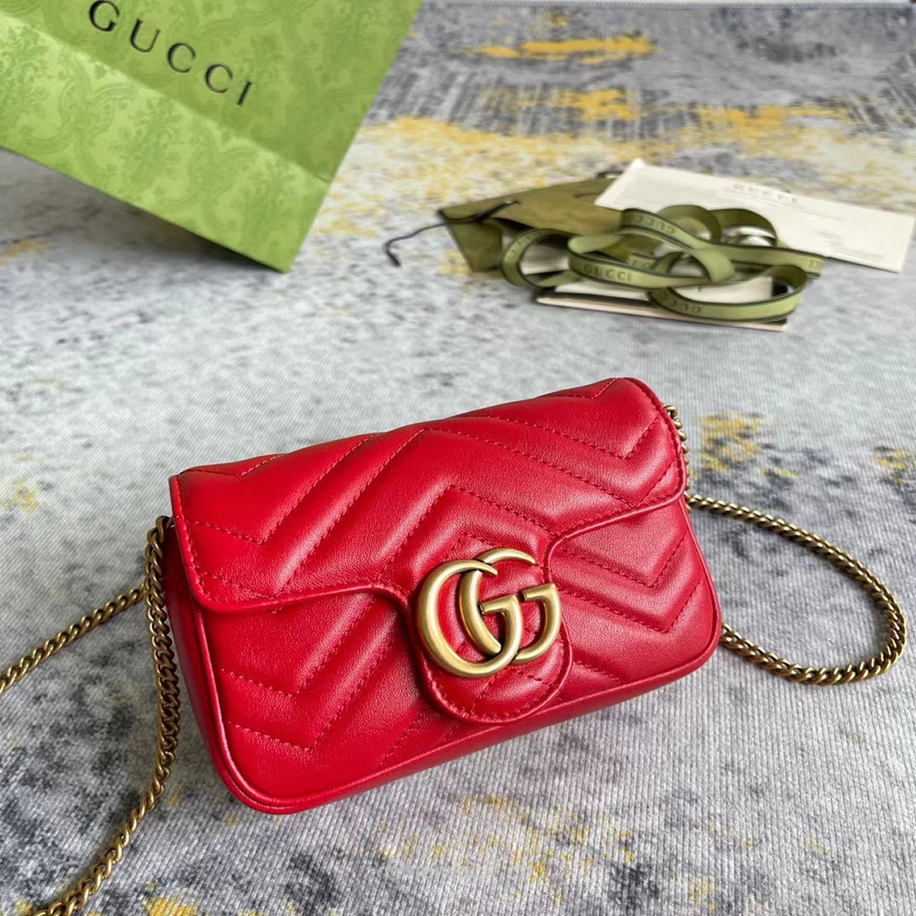 Gucci Gg Marmont Matelasse Super Mini Bag Red (8) - newkick.org