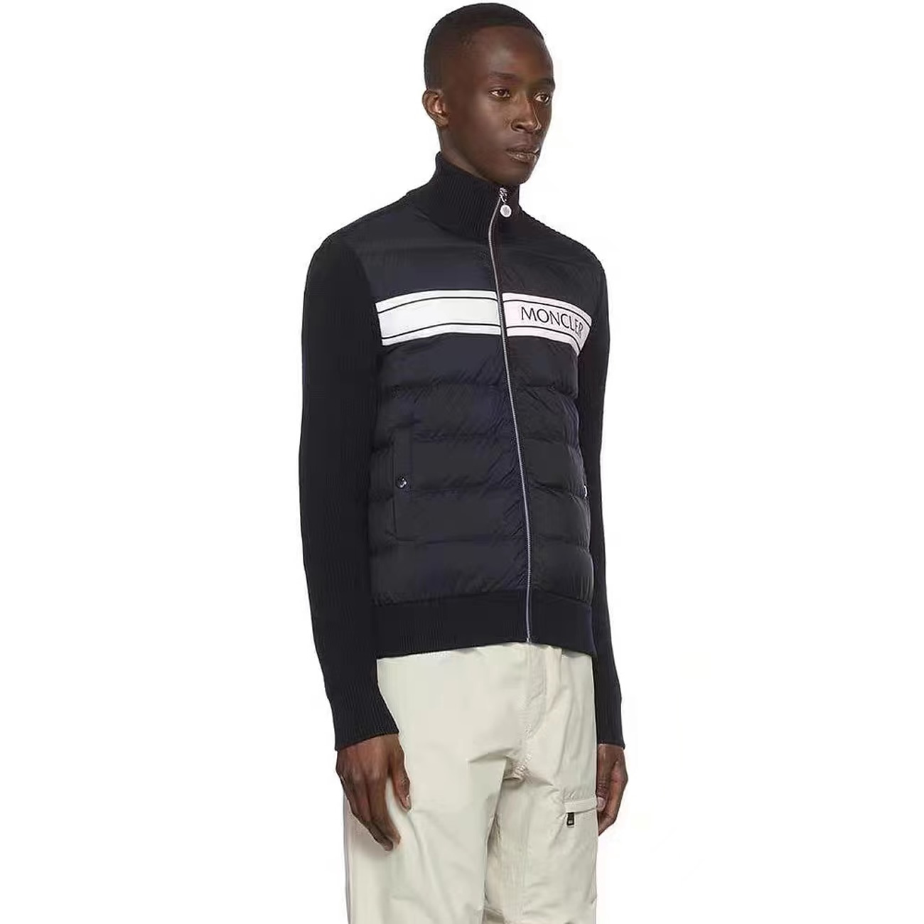 Moncler Neck Padded Shell And Virgin Wool Navy Jacket (4) - newkick.org