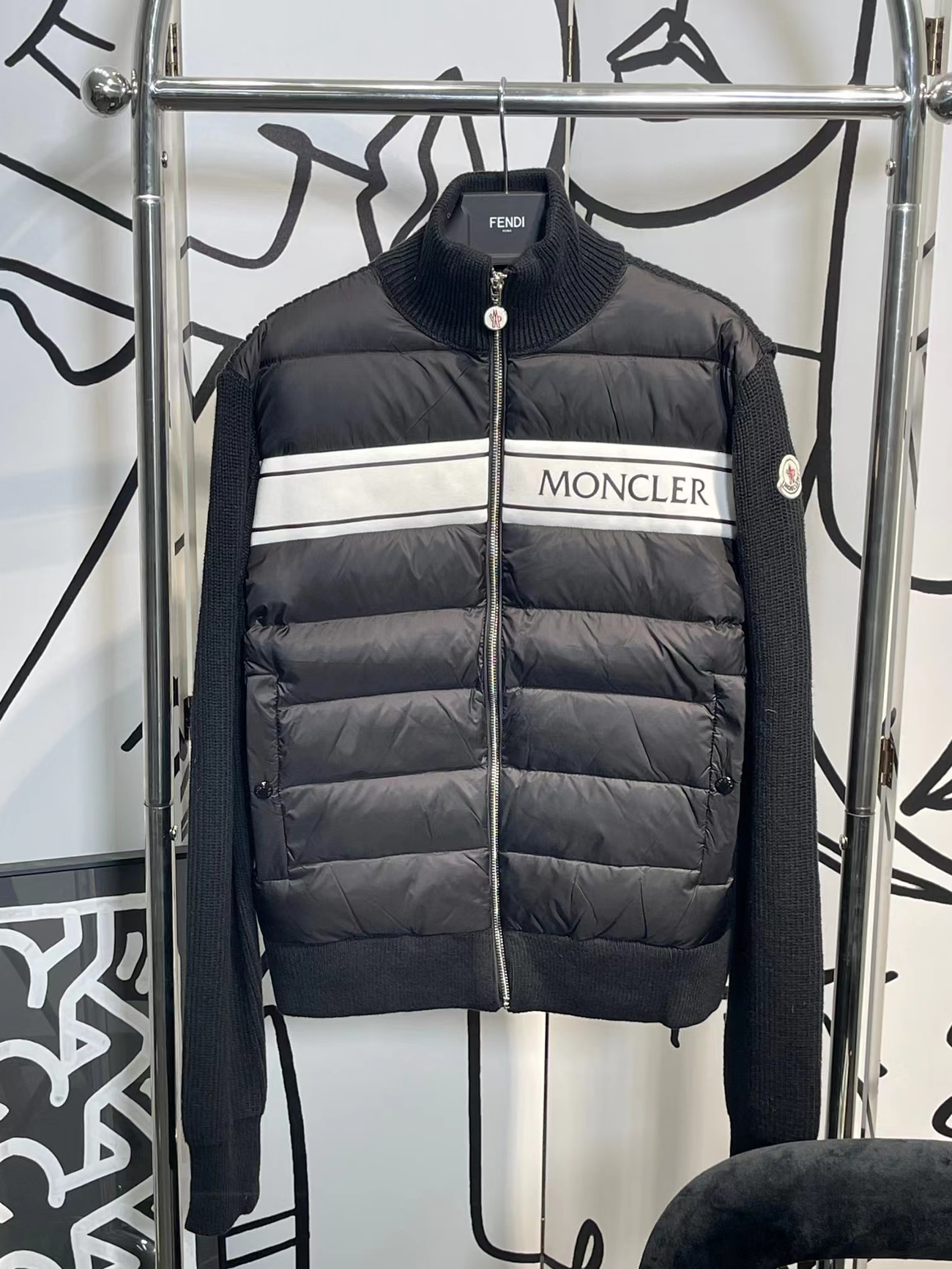 Moncler Neck Padded Shell And Virgin Wool Navy Jacket (5) - newkick.org