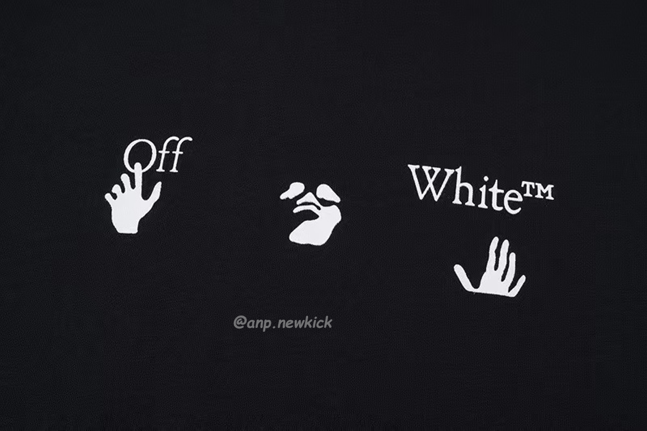 Off White White Black Blue Arrow Print Slim T Shirt (7) - newkick.org