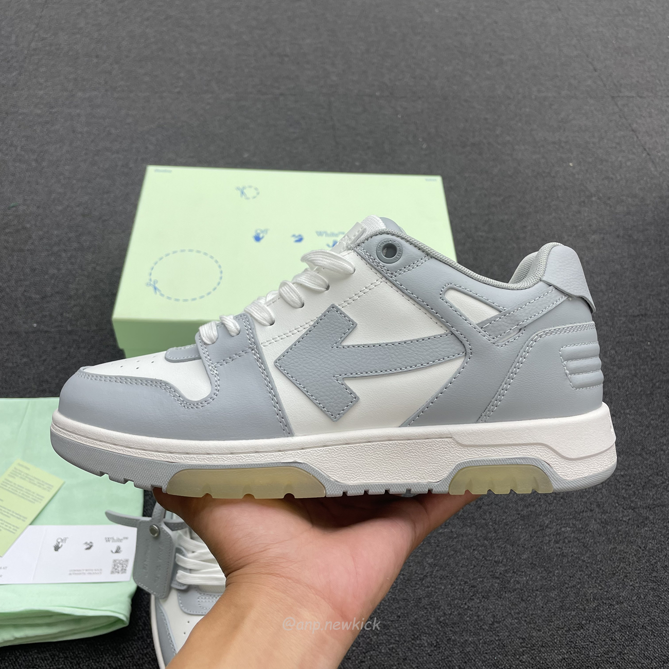 Off White Out Of Office Calf Leather White Grey Omia189c99 Lea007 0109 (3) - newkick.org