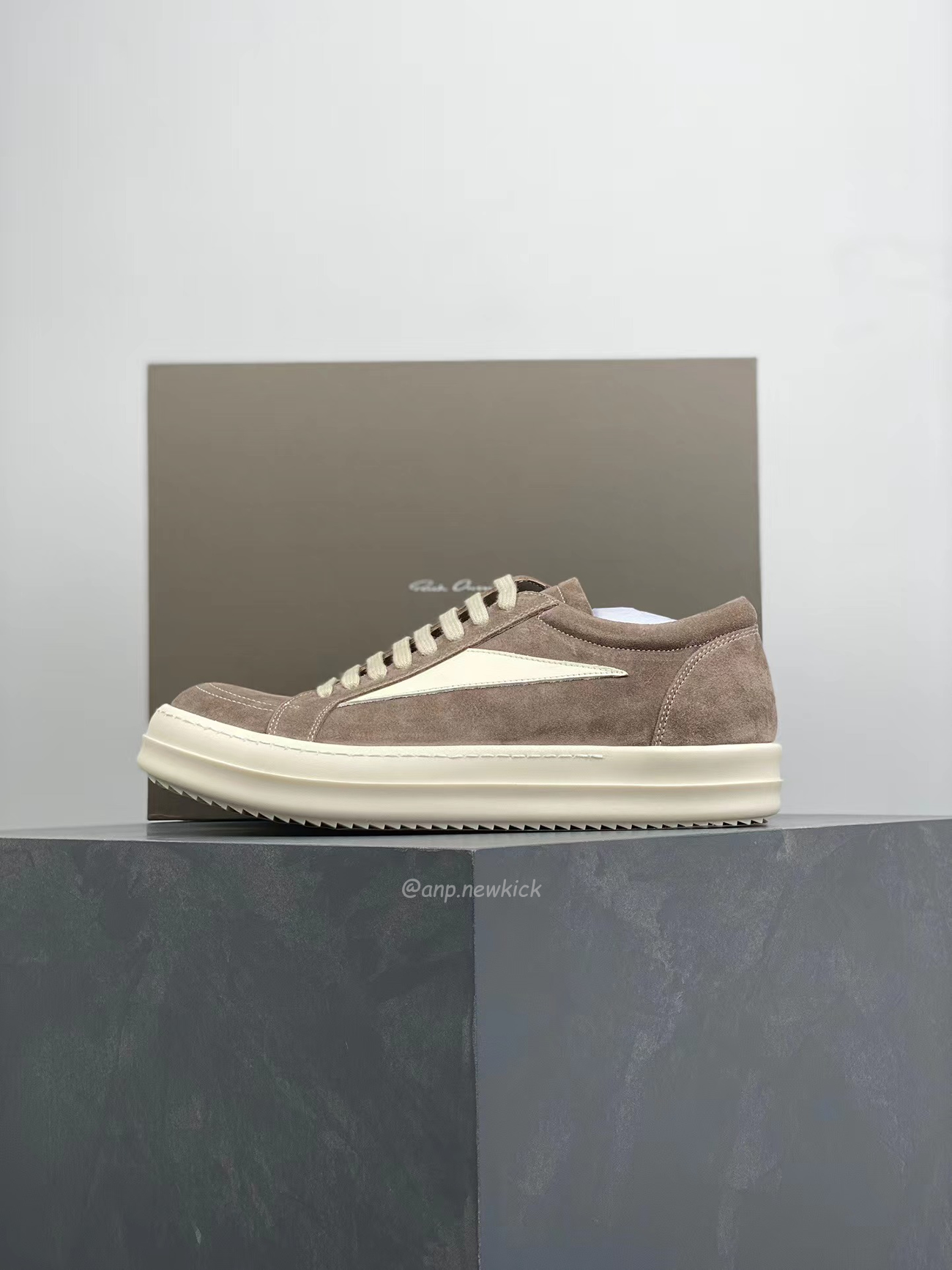 Rick Owens Leather Low Top Vintage Sneakers Suede Canvas Black Taupe Grey Faded Pnk Pearl Milk Dark Dust (7) - newkick.org