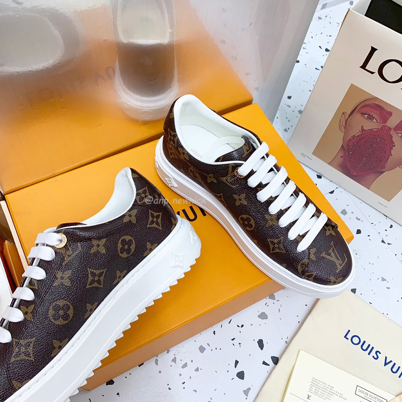 Louis Vuitton Time Out Monogram Leather Cacao Brown White Womens 1a8fjr (5) - newkick.org