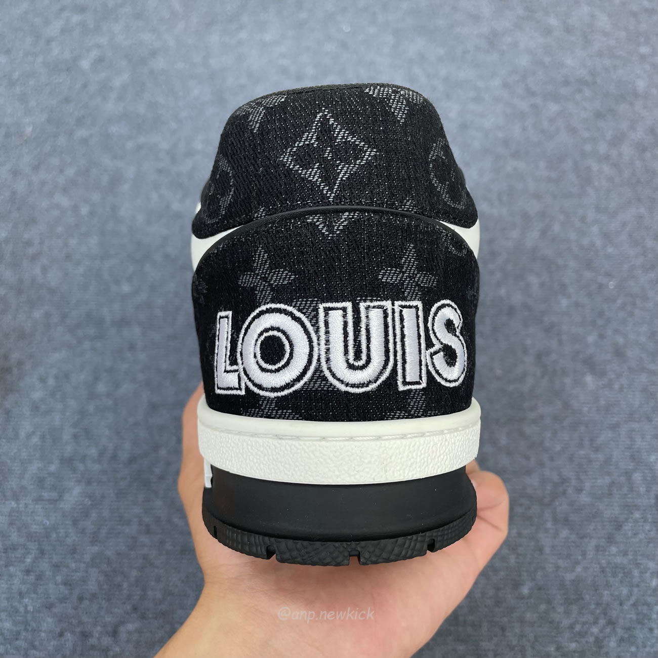 Louis Vuitton Lv Trainer Velcro Strap Monogram Denim Black White 1a9zau (2) - newkick.org