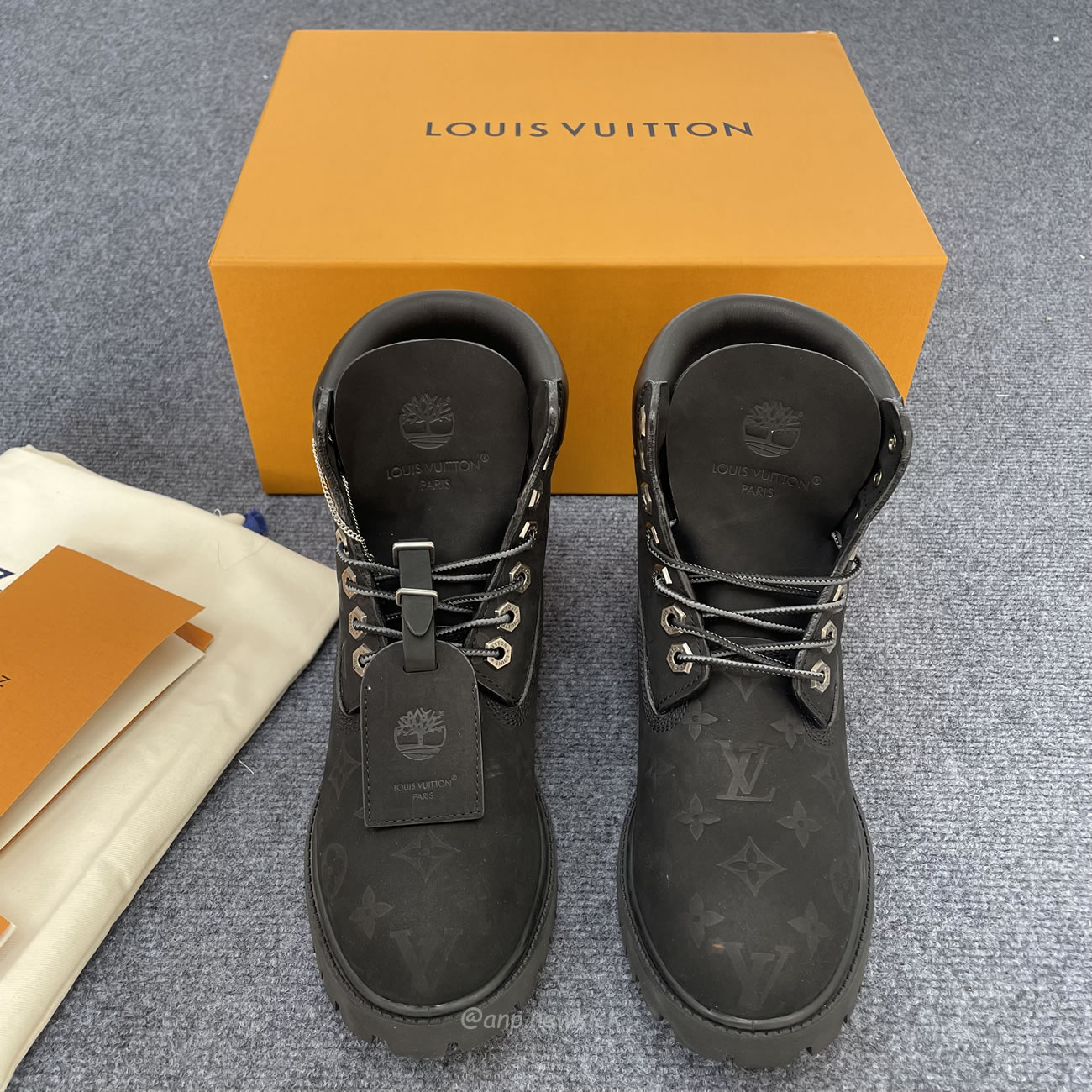 Louis Vuitton Timberland 6 Botín Ankle Boot Black Monogram 1ad73h (3) - newkick.org