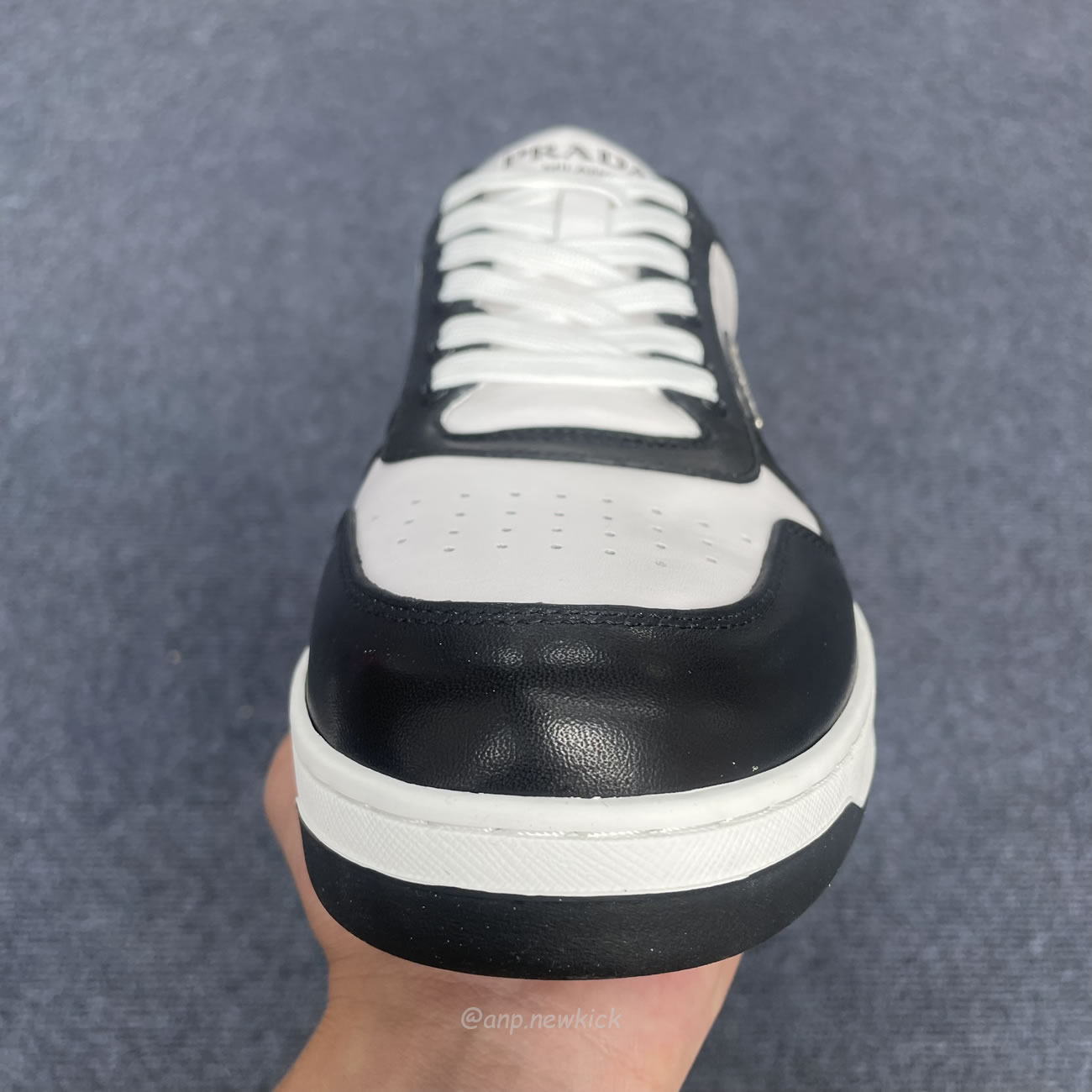 Prada Downtown Low Top Sneakers Leather White Black 2ee364 3lkg F0964 (8) - newkick.org