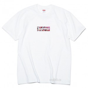 Supreme x COVID-19 Relief Box Logo Tee T-Shirt "Takashi Murakami KaiKai KiKi Flower Skulls"