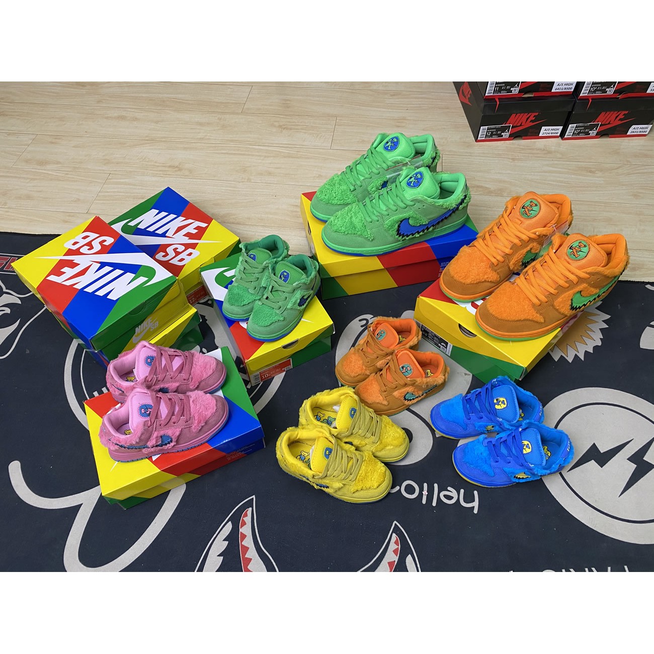 Kids Children's Grateful Dead Bears x Nike SB Dunk Low "Yellow/Pink/Orange/Blue/Green" Release For Sale