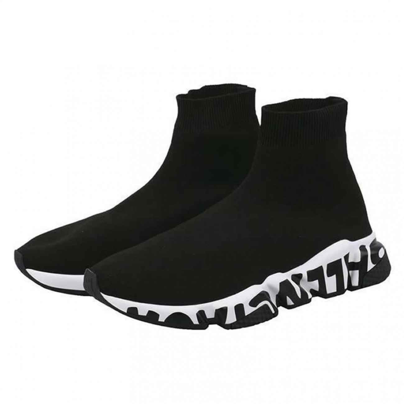 Balenciaga Shoes Like Socks High Top Speed Runners Black/White 605972W05GE1015