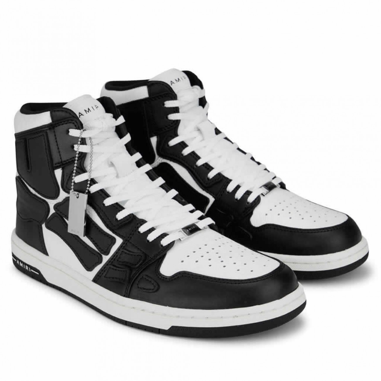 A.M.I.R.I Skel Top High Leather Sneakers Black White MFS002-004