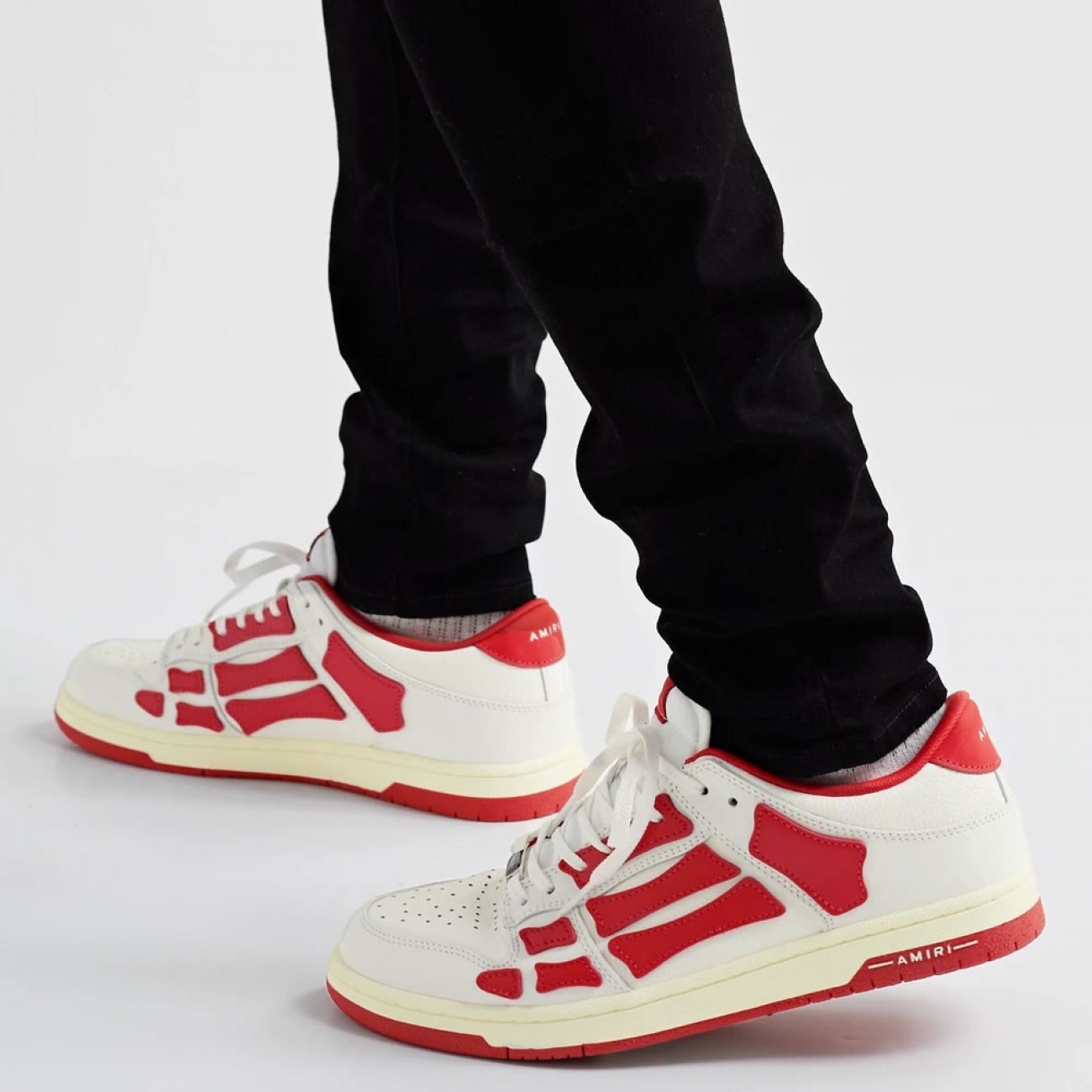 A.M.I.R.I Skel Top Low Leather Sneakers Red MFS003-124