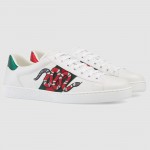 G.U.C.C.I GG White Embroidered Ace Sneaker For Mens Womens