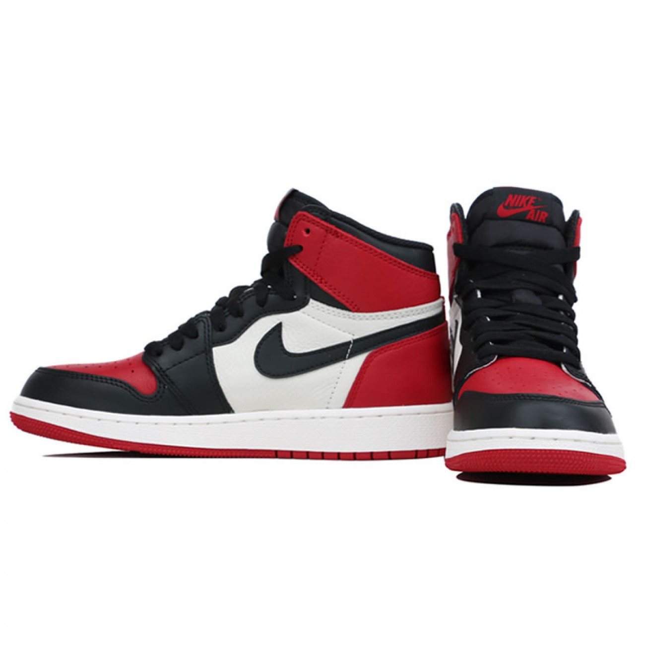 Air Jordan 1 "Bred Toe" Womens GS "Red and Black Jordans" Shoes 575441-610
