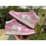 Air Jordan 1 Retro Custom Mid GS/Womens "Pink Light-Bone / Chameleon" 555112-iD