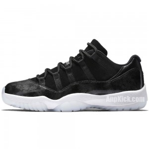 Air Jordan 11 Low "Barons" Black On Feet Grade School For Sale 528895-010