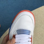 Air Jordan 4 Retro "White/Royal/Orange" Custom Shoes 308497-171