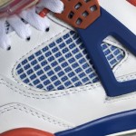 Air Jordan 4 Retro "White/Royal/Orange" Custom Shoes 308497-171