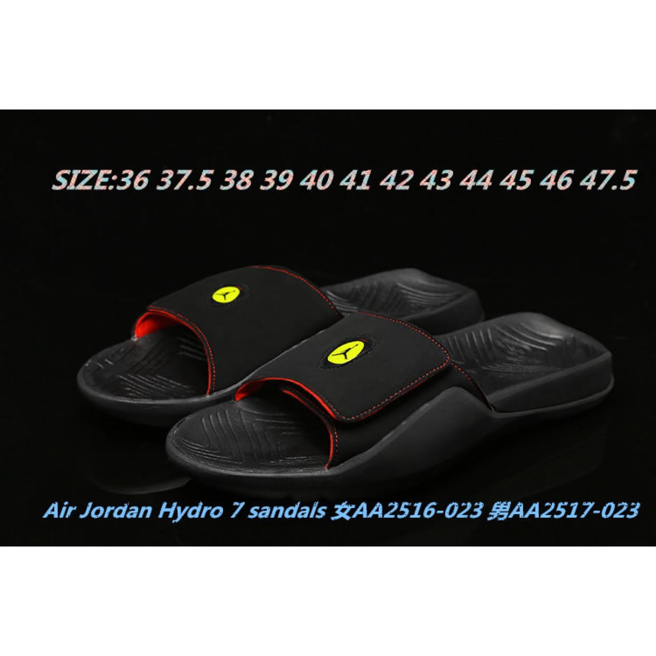 Air Jordan Hydro 7 Sandals Slippers Black Red Ferrari Wmns AA2516-023 Mens AA2517-023