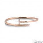 Cartier Rose Gold Silver Diamond Juste Un Clou Bracelet Size 16 B6048516