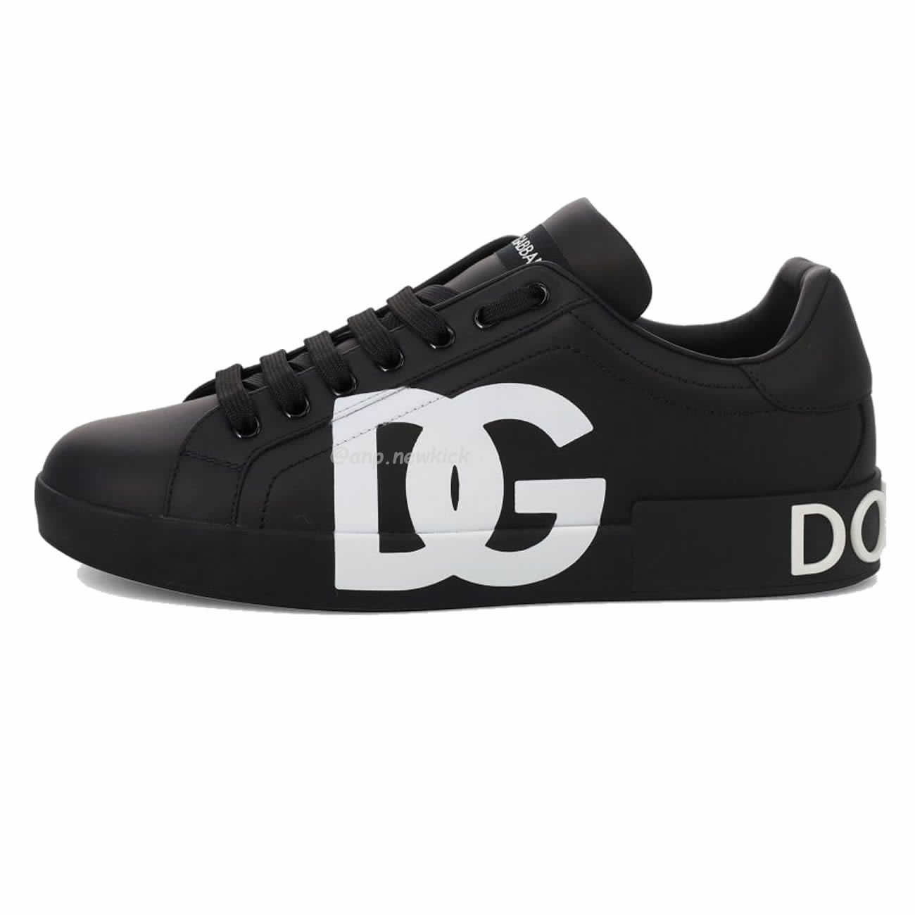 DOLCE GABBANA DG Logo Print Portofino Napa Calf Leather Sneakers