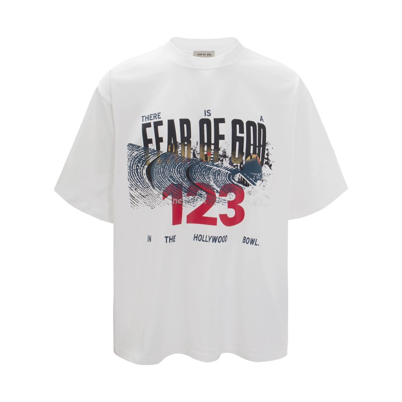 FEAR OF GOD x RRR 123 Co branded Letter Printed Short Sleeve T-shirt White