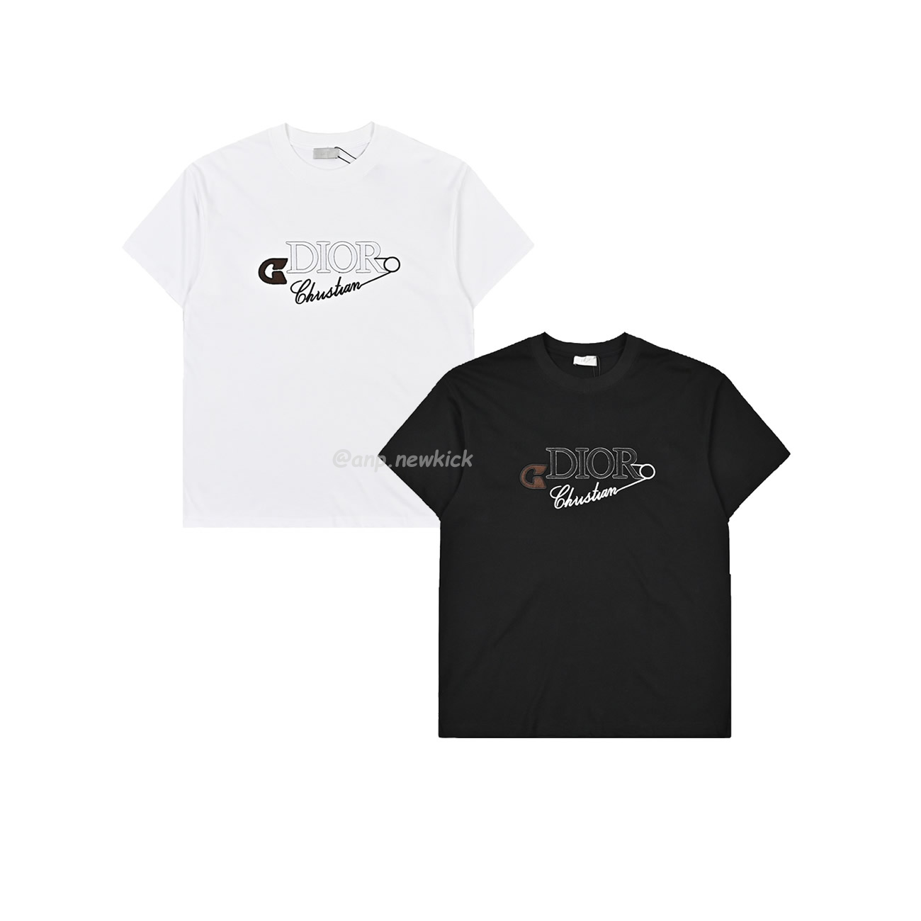 Dior 24ss Pin logo contrasting embroidered short sleeved T-shirt
