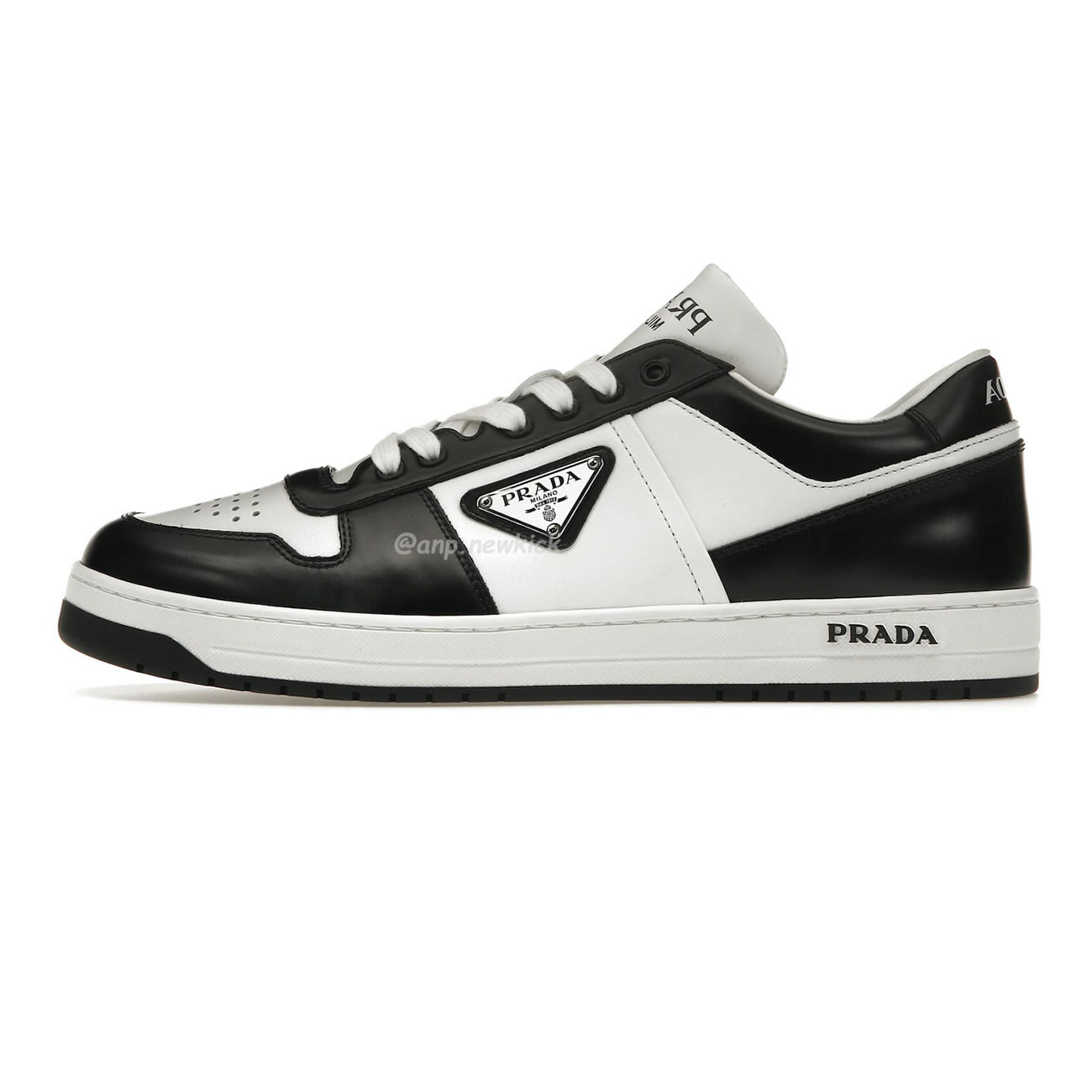 Prada Downtown Low Top Sneakers Leather White Black 2EE364-3LKG-F0964