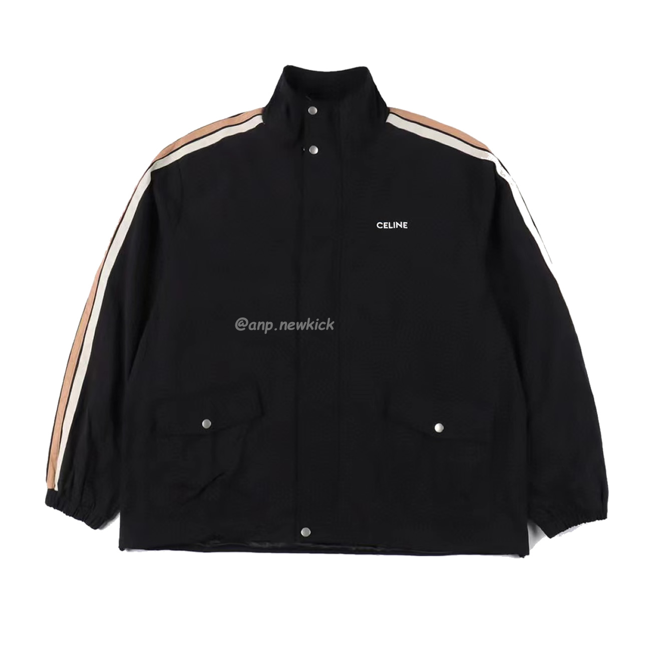 CELINE Side woven zippered jacket Black White