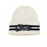 CHANEL Knitted cold hat white black gray brown