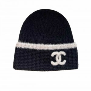 Chanel CC Logo Black Beanie Hat