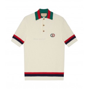 GUCCI Logo-Appliqued Striped Cotton Polo Shirt