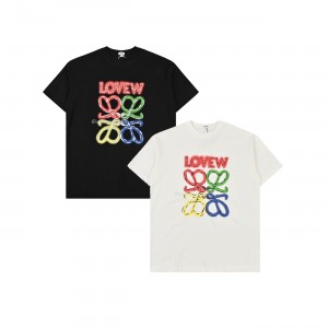 Loewe 24ss Embroidered logo color blocking waffle shorts