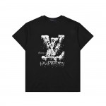 Louis Vuitton Classic Alphabet Digital Direct Spray Round Neck Short Sleeve T-shirt