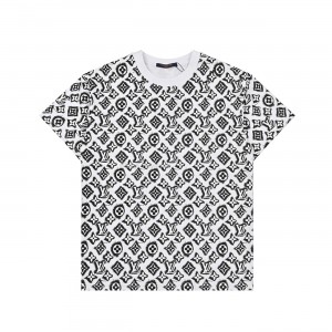 Louis Vuitton Full print presbyopia logo round neck short sleeved T-shirt