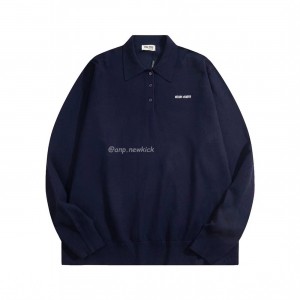 Miu Miu Logo Embroidery Polo Top in Navy