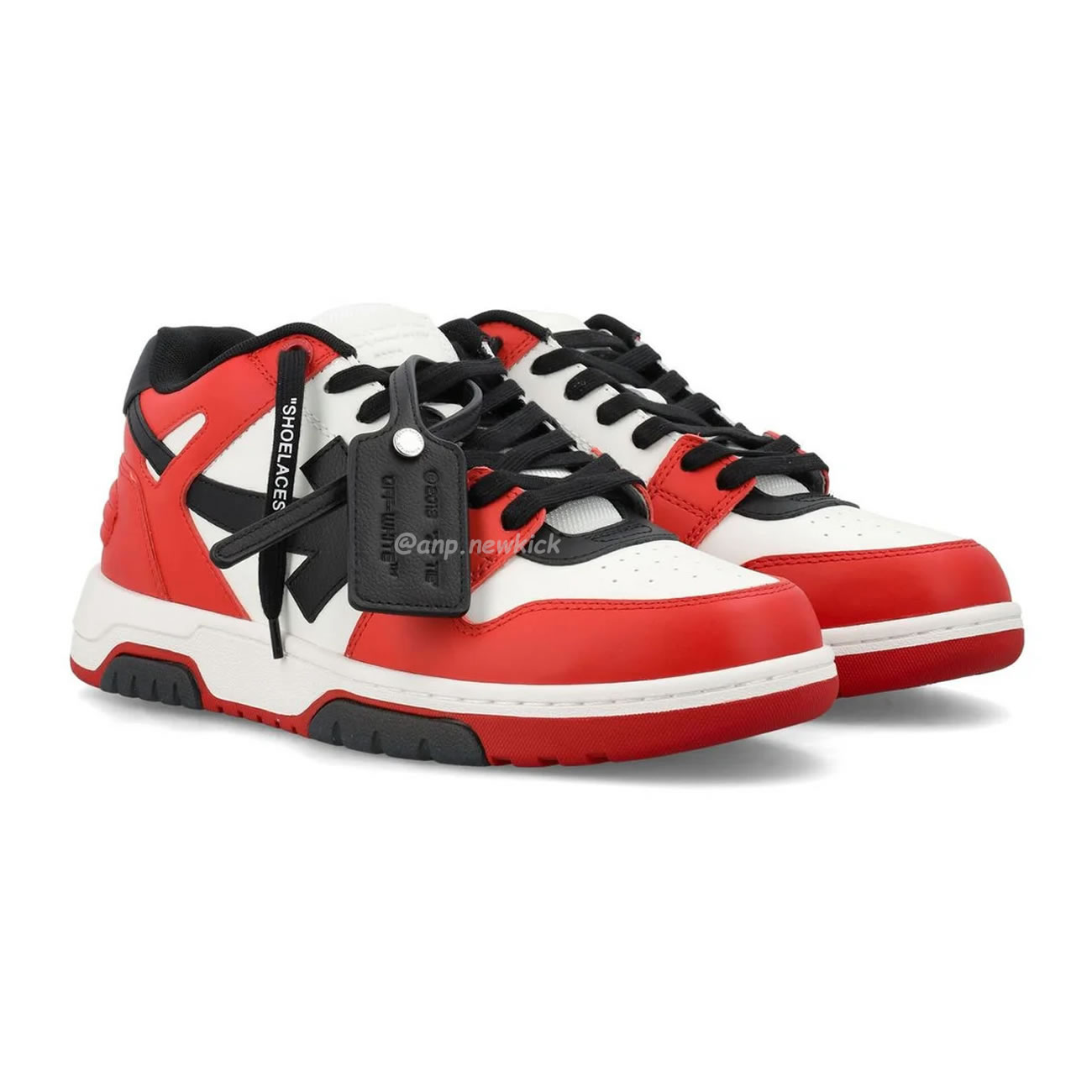 OFF-WHITE Out Of Office OOO Low Tops Black White Red OMIA189S22LEA0012510