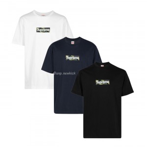 Supreme box logo cotton White Navy Black T-shirt
