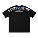 Louisviutton 2024ss Colorful Letter Logo on Back Printed Short sleeved T-shirt