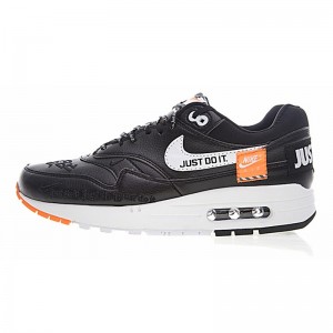 Nike "Just Do It" Air Max 1 Mens Running Shoes Black White Orange Shock 917691-002