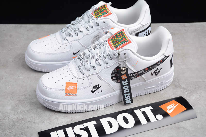 nike air force 1 07 low premium just do it custom air forces white black af1 detail image (1)